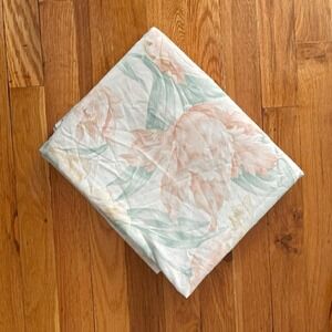 Vintage Full Size Flat sheet with peach and green large floral Westpoint Stevens